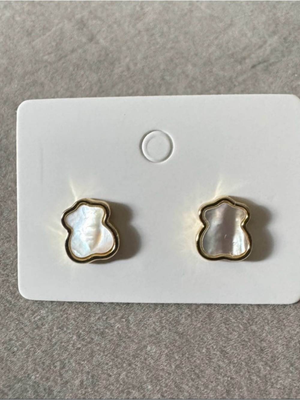 Gold-Trim Mother of Pearl Floral Stud Earrings